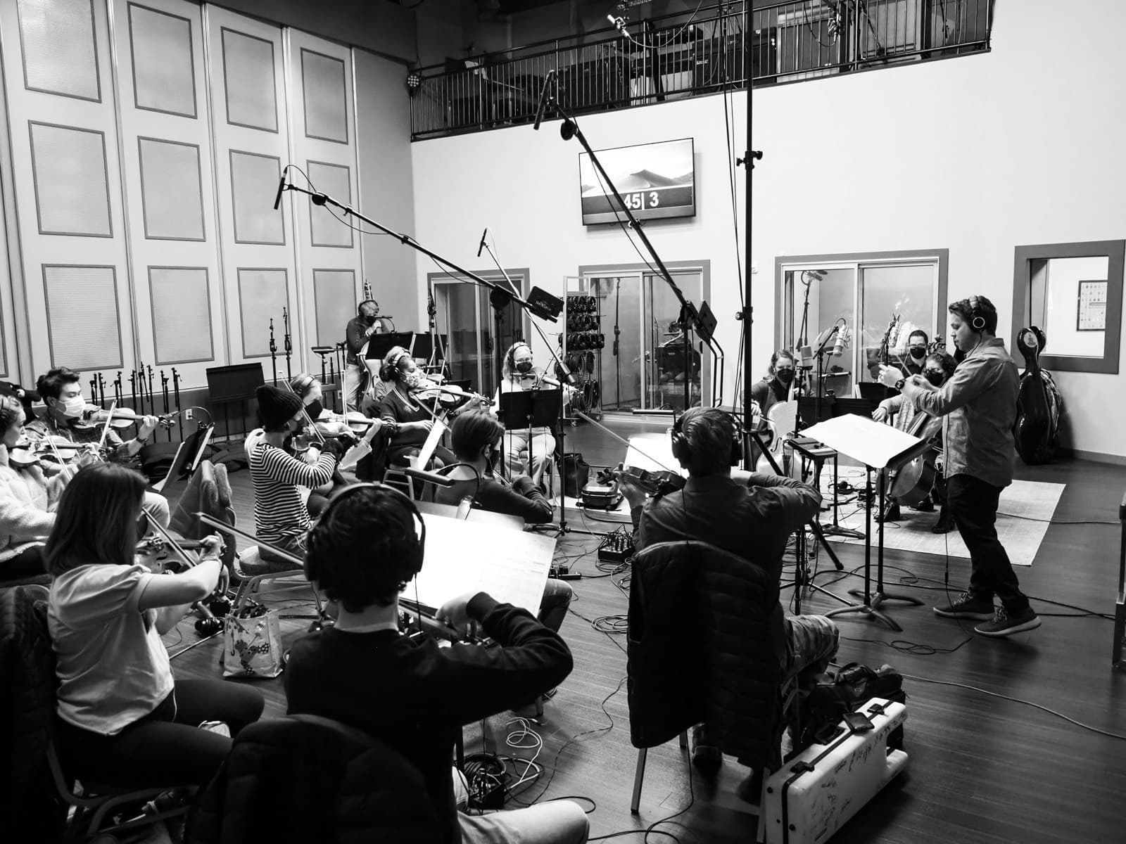 Conducting the orchestra at Funk Studios
