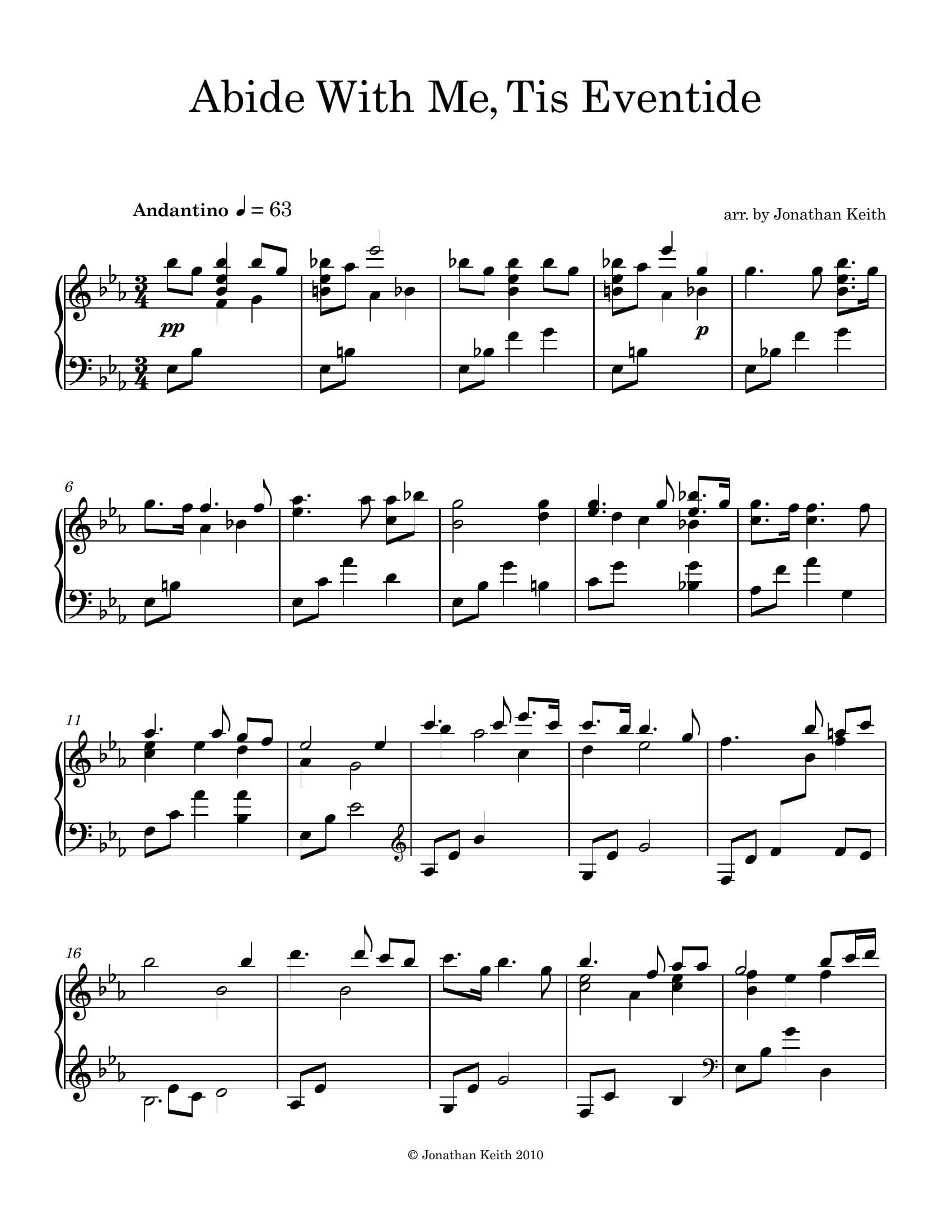 Abide With Me, 'Tis Eventide — Sheet Music