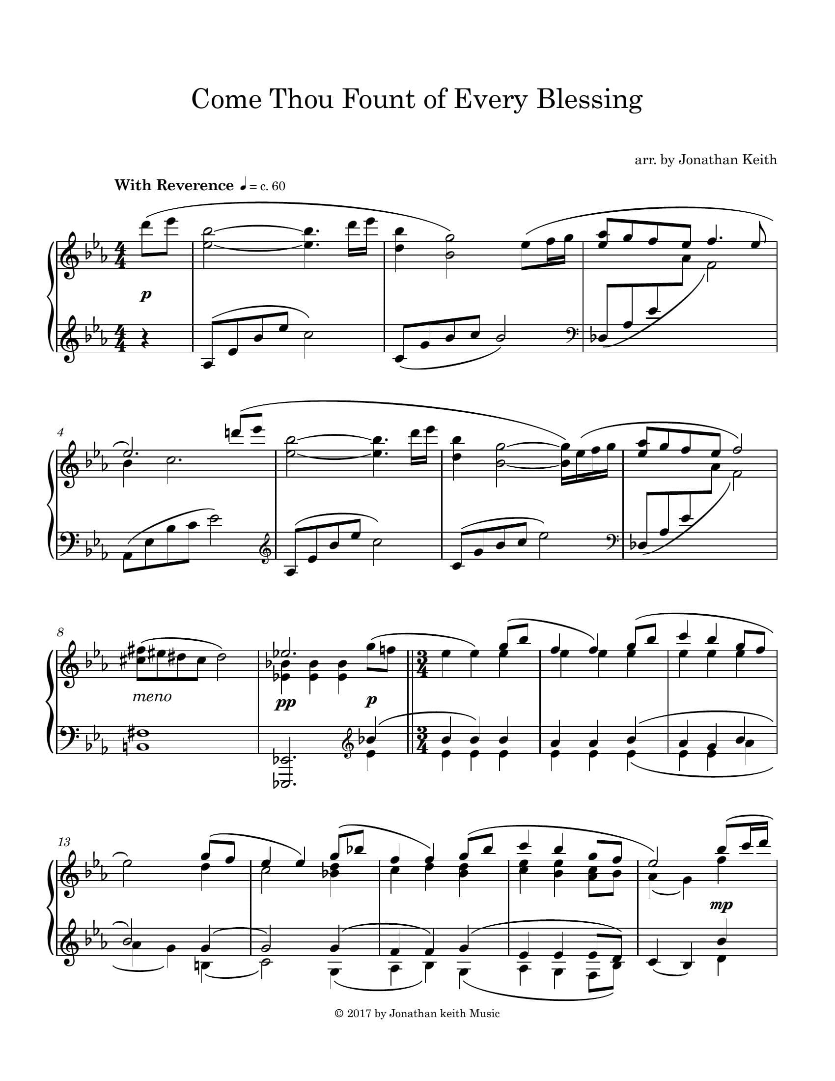 Come Thou Fount of Every Blessing — Sheet Music