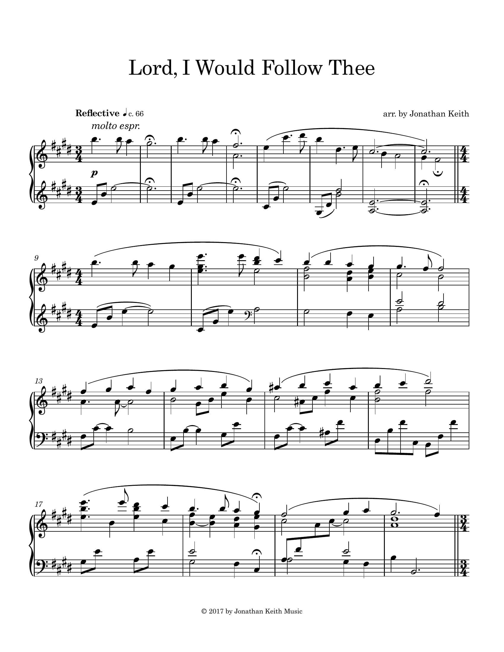 Lord, I Would Follow Thee — Sheet Music