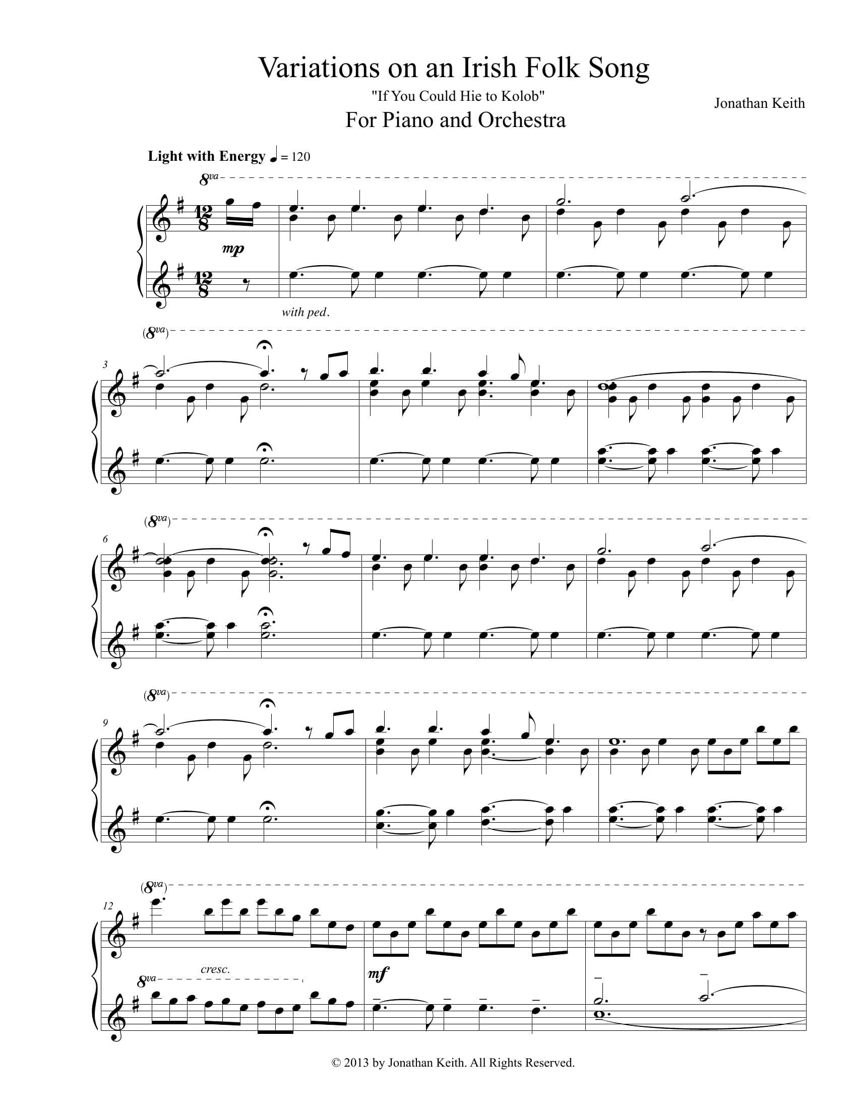 Variations on an Irish Folk Song (Kolob) — Sheet Music