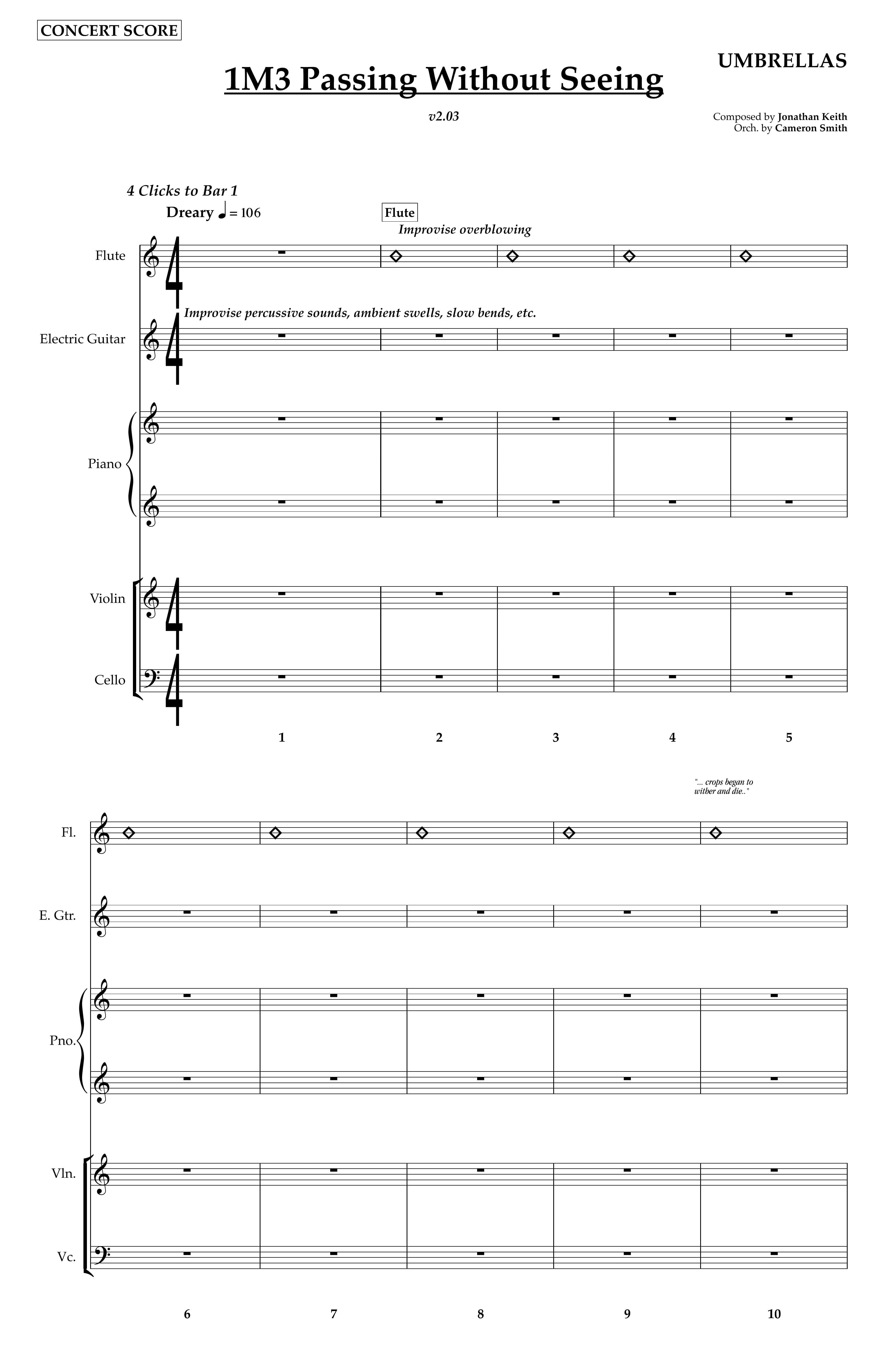 The Umbrella: Passing Without Seeing — Score