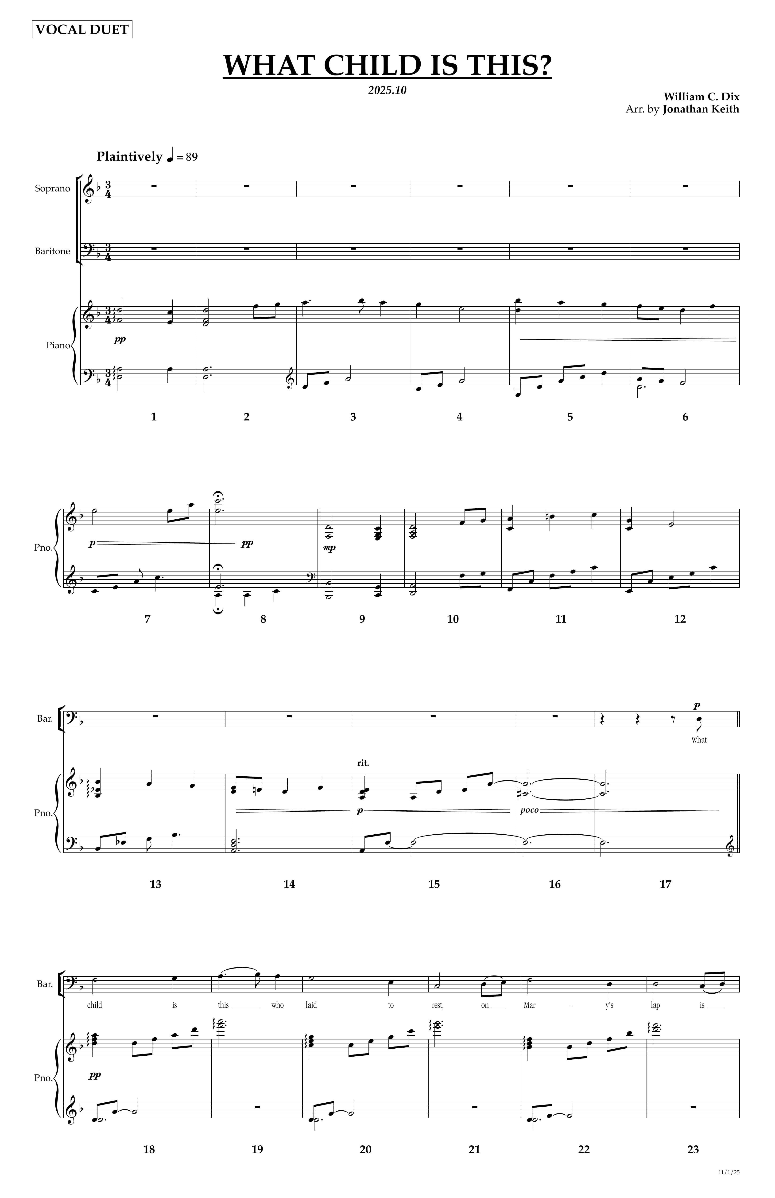 What Child Is This? (Soprano/Baritone Duet, Piano)